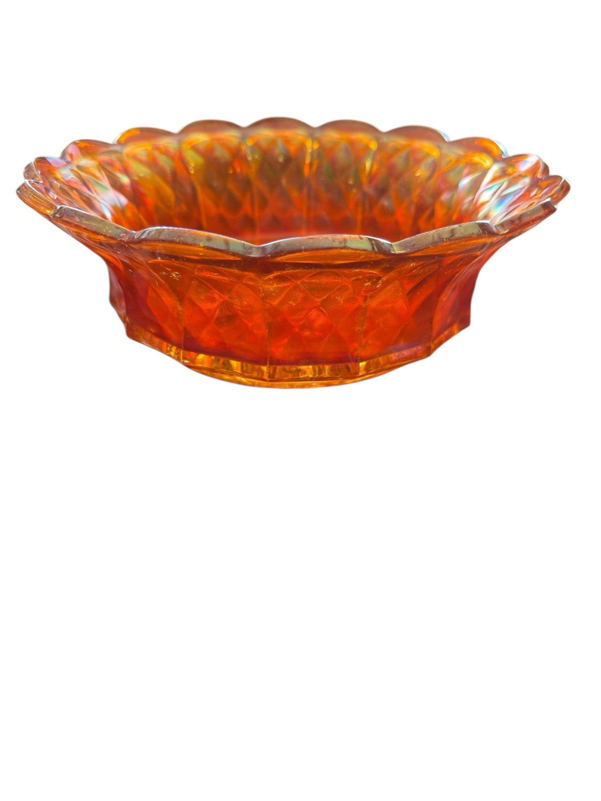 Carnival Glass Bowl Imperial Heavy Grape Marigold 8.75” Vintage