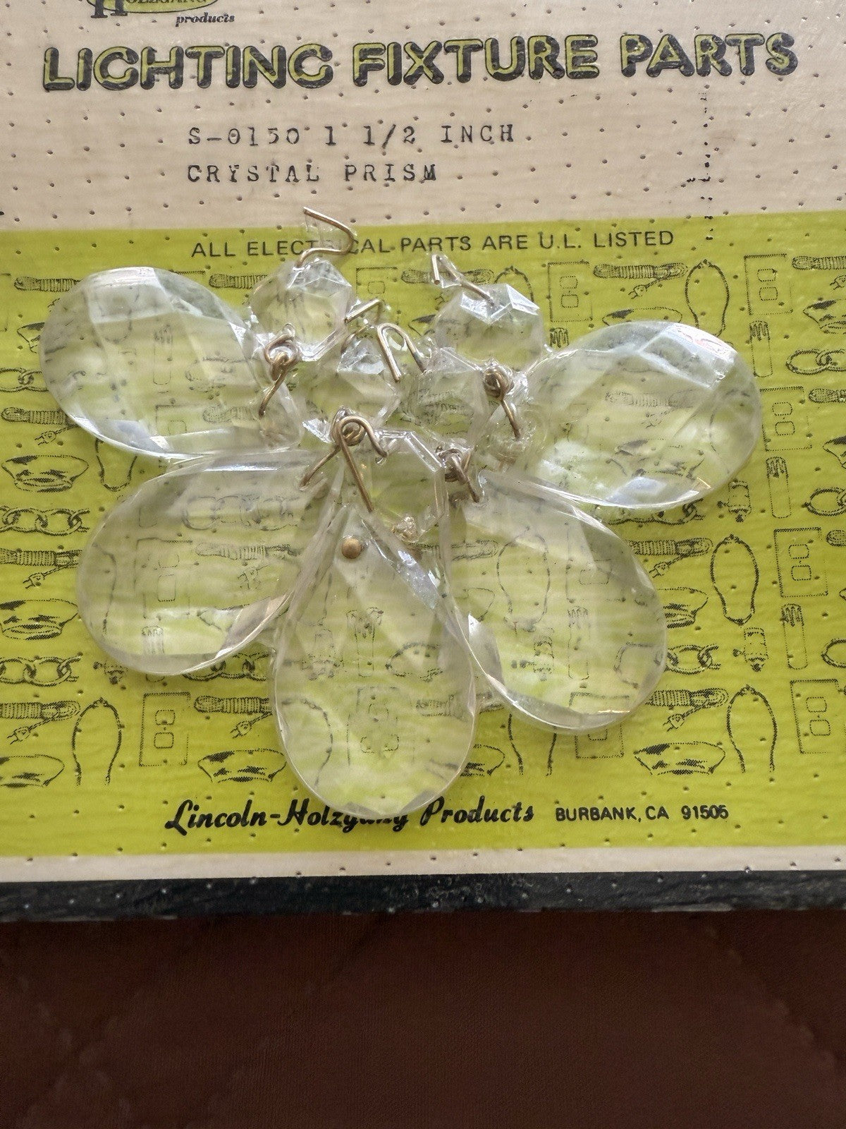 Clear Crystal Prism Lamp Lighting Chandelier Replacement Part 1 1/2" New Vintage