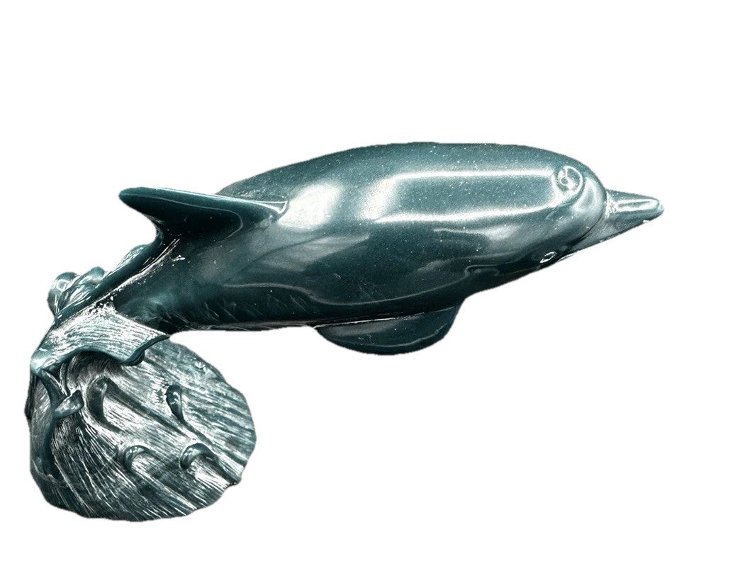 Dolphin Sculpture Cultured G.H. Cook Company Marble Fine Art Sculpture USA