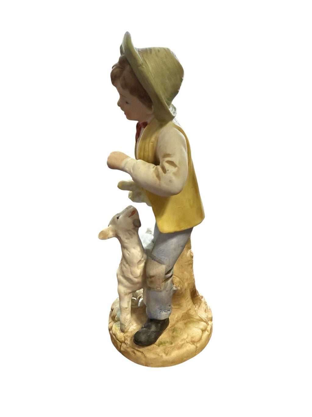 Boy With Lamb Figurine 8” Lenwile China Ardalt Japan Hand Painted Vintage