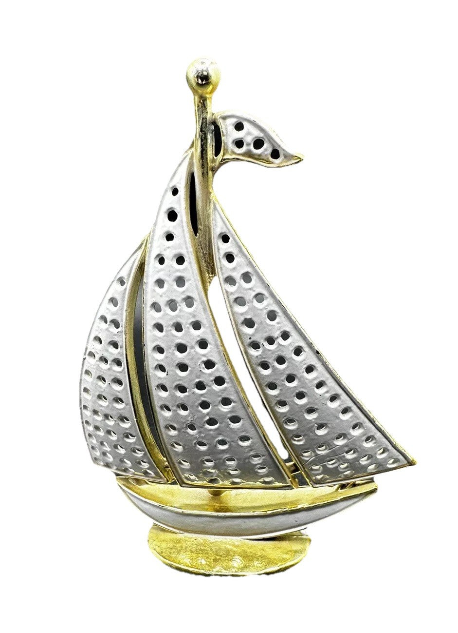 Earring Holder Enameled Sailboat  Torino Vintage