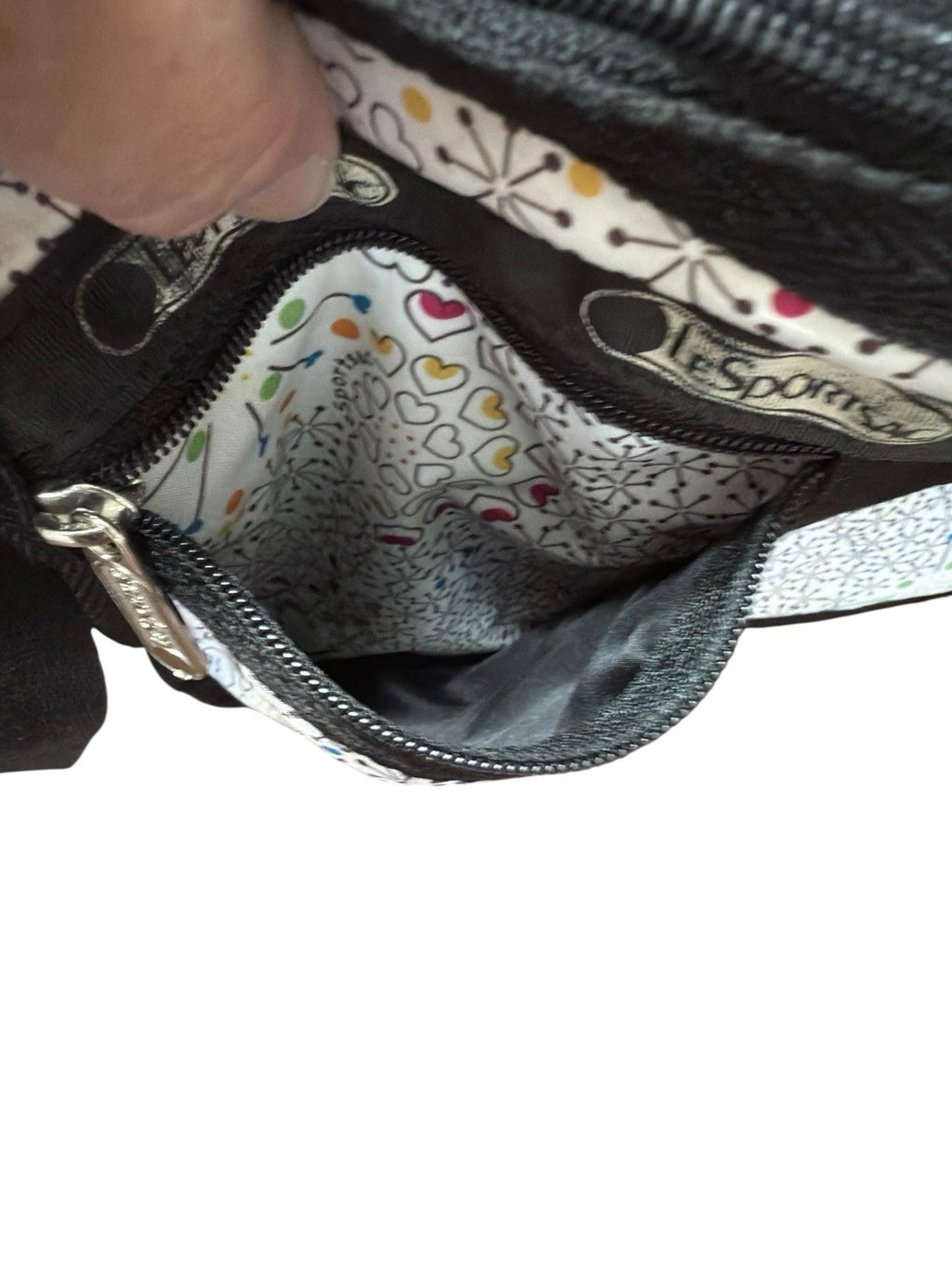 Crossbody Shoulder Bag LeSportsac Hythmic Hearts 3 Zip 2 Way Preowned