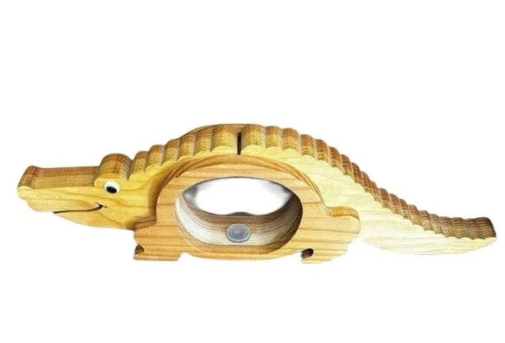Alligator Piggy Bank Wood Belly 90s Animal Bank Figure 22” Handmade Vintage
