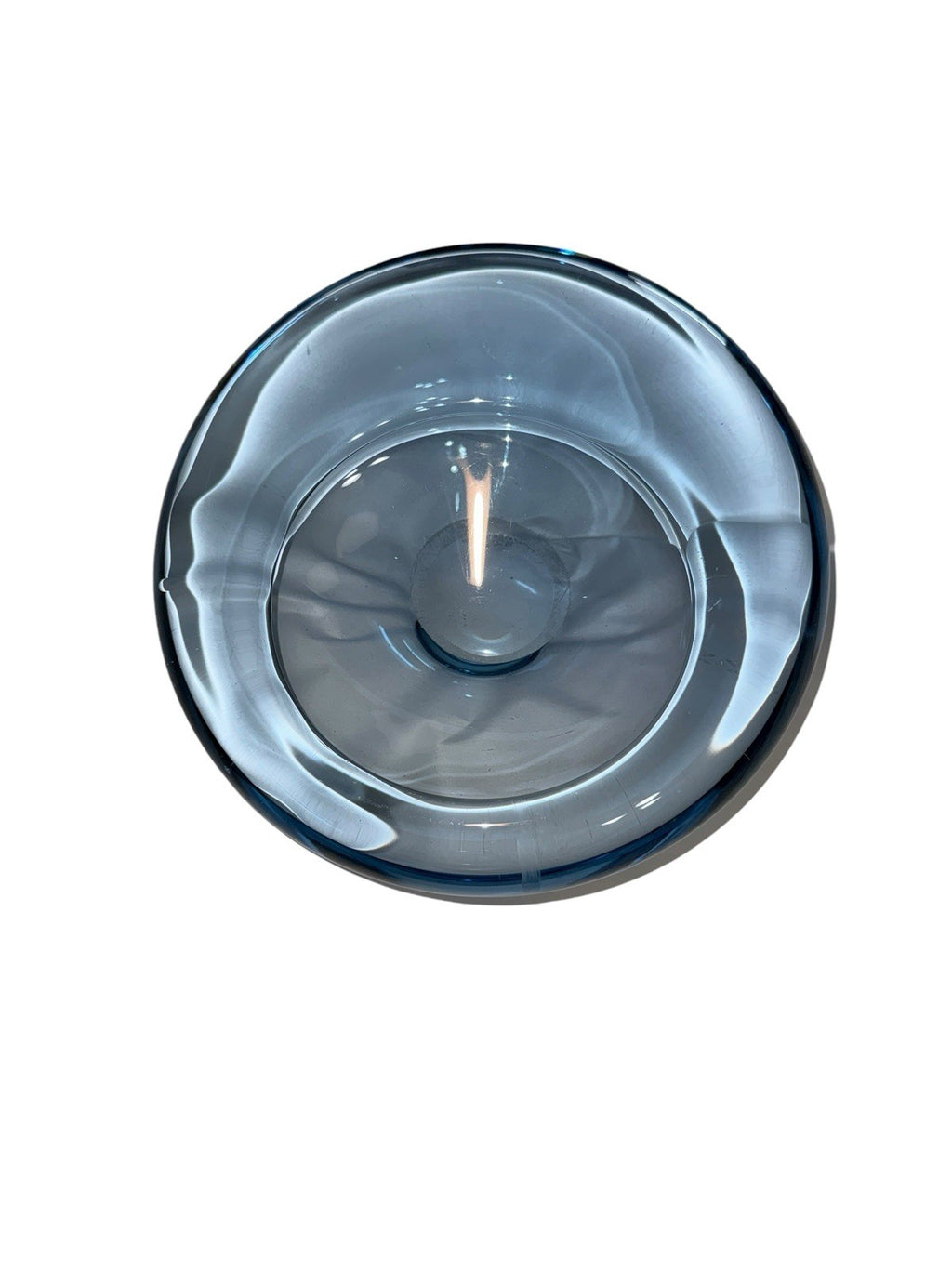 Bowl Per Lütken Holmegaard Art Glass Denmark MCM Blue Oval Signed