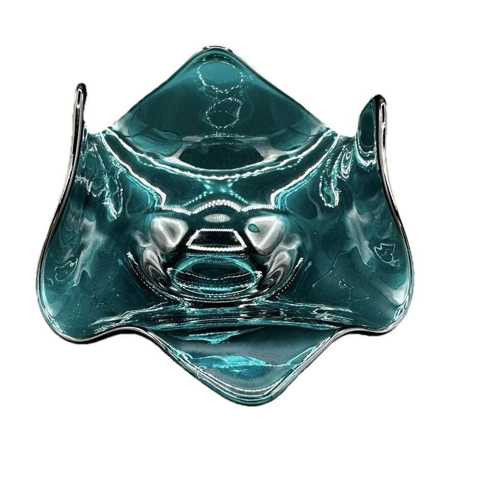 Bowl Blue Art Glass MCM Viking Glass Bluenique Free Form Vintage