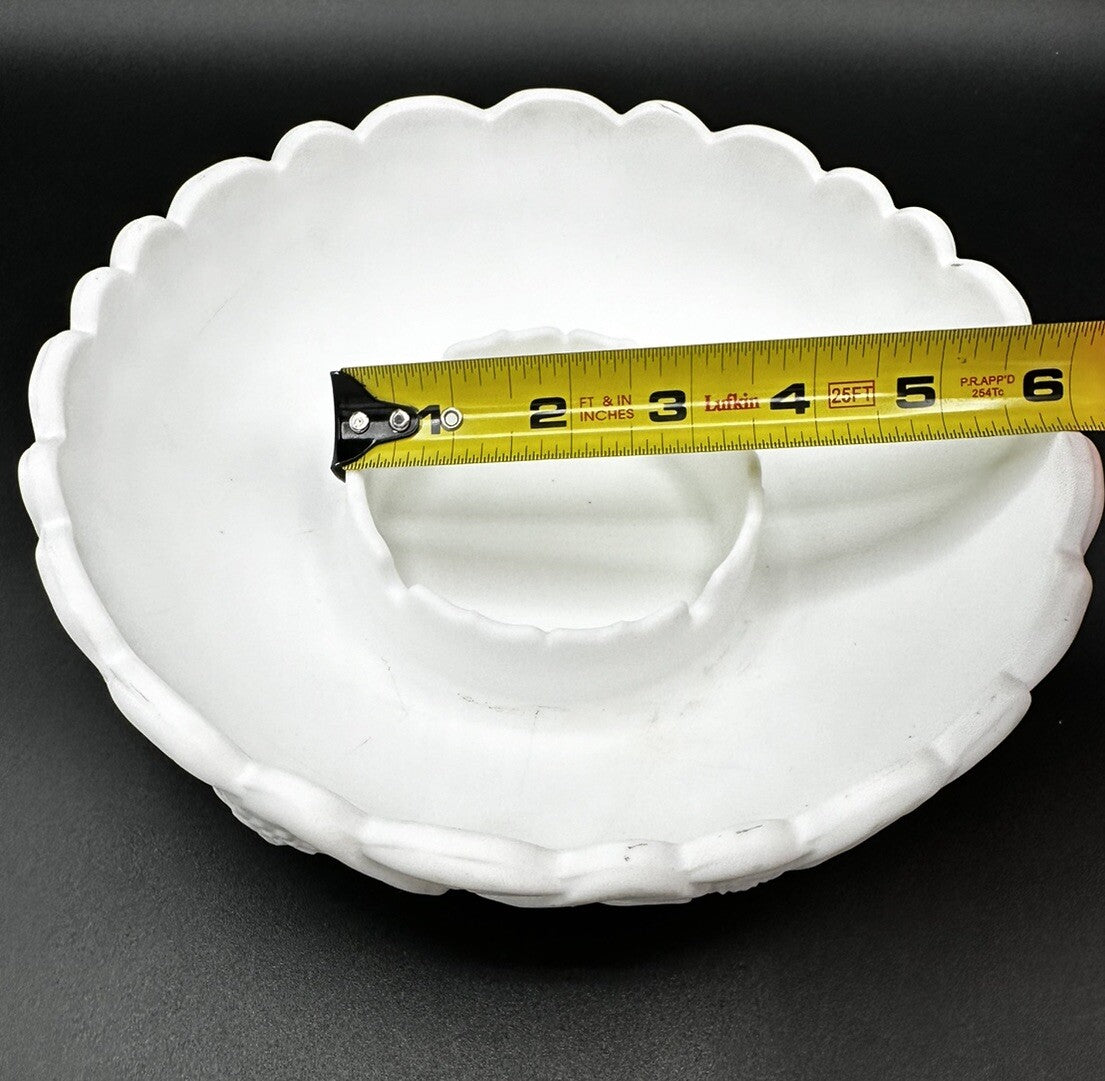 Ashtray, Trinket Dish,  8.5" Fenton Satin White Water Lily Vintage