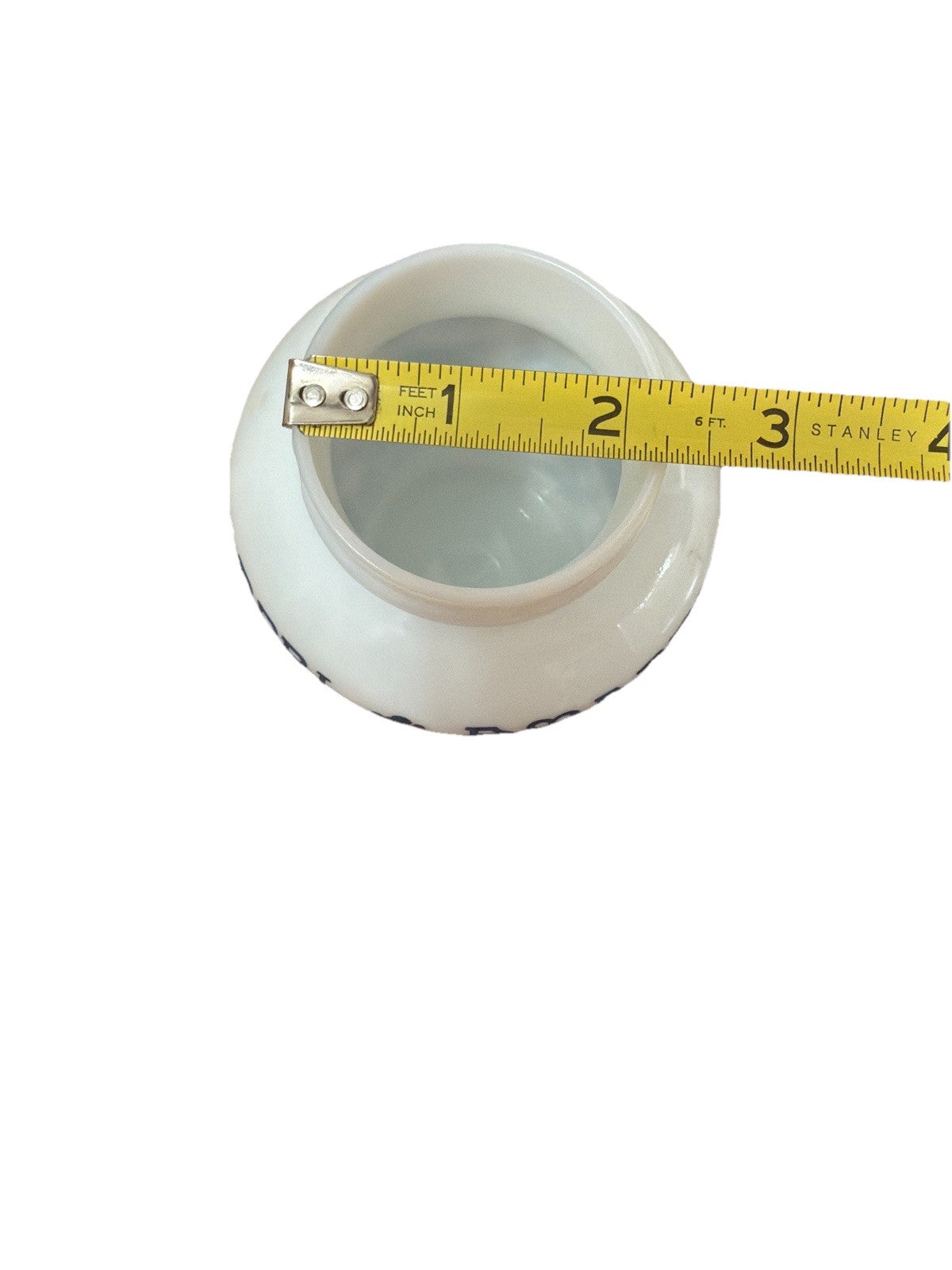 Amarena Fabbri Milk Glass Jar "Empty" Cherries Blue White Floral 5.25" H Italy