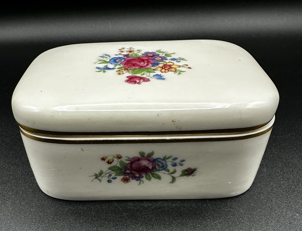 Cigarette Box 5”x 3 5/8" x 2" Lenox China Rose 3033 Pattern (READ) Vintage