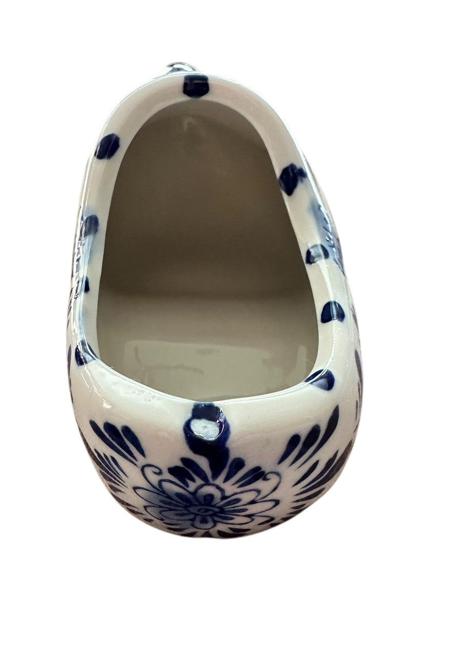 Ashtray Hand Painted 6” Blue And White Windmill Delft Pottery Shoe Planter, Vtg