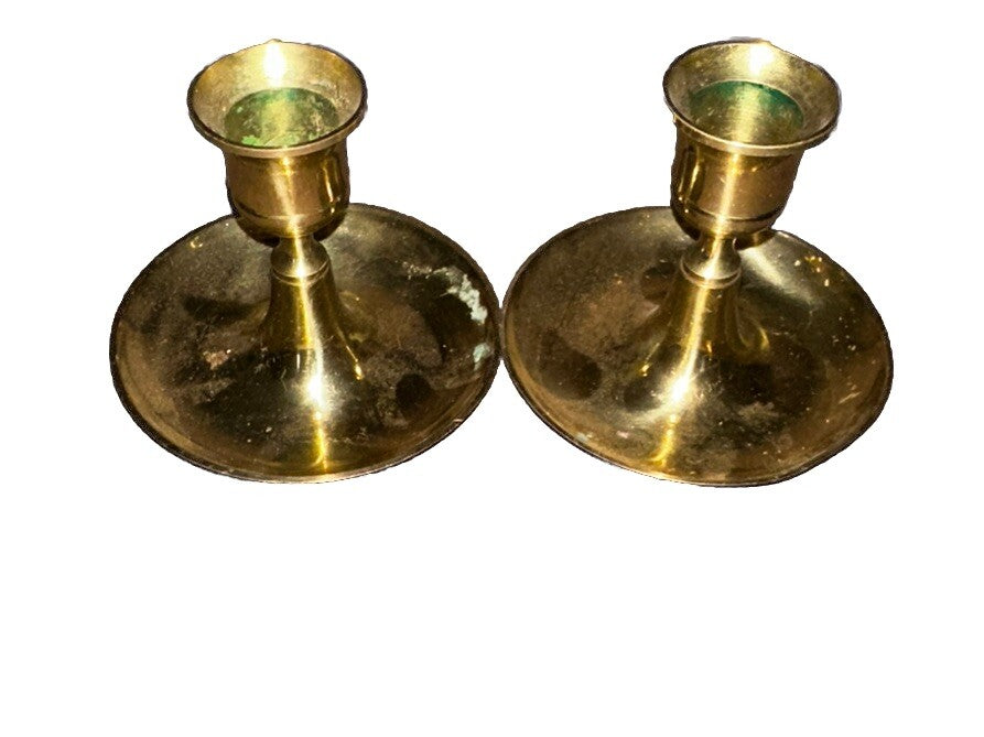 Candleholders Saucers Baldwin 3" T By 3” W Brass Vintage