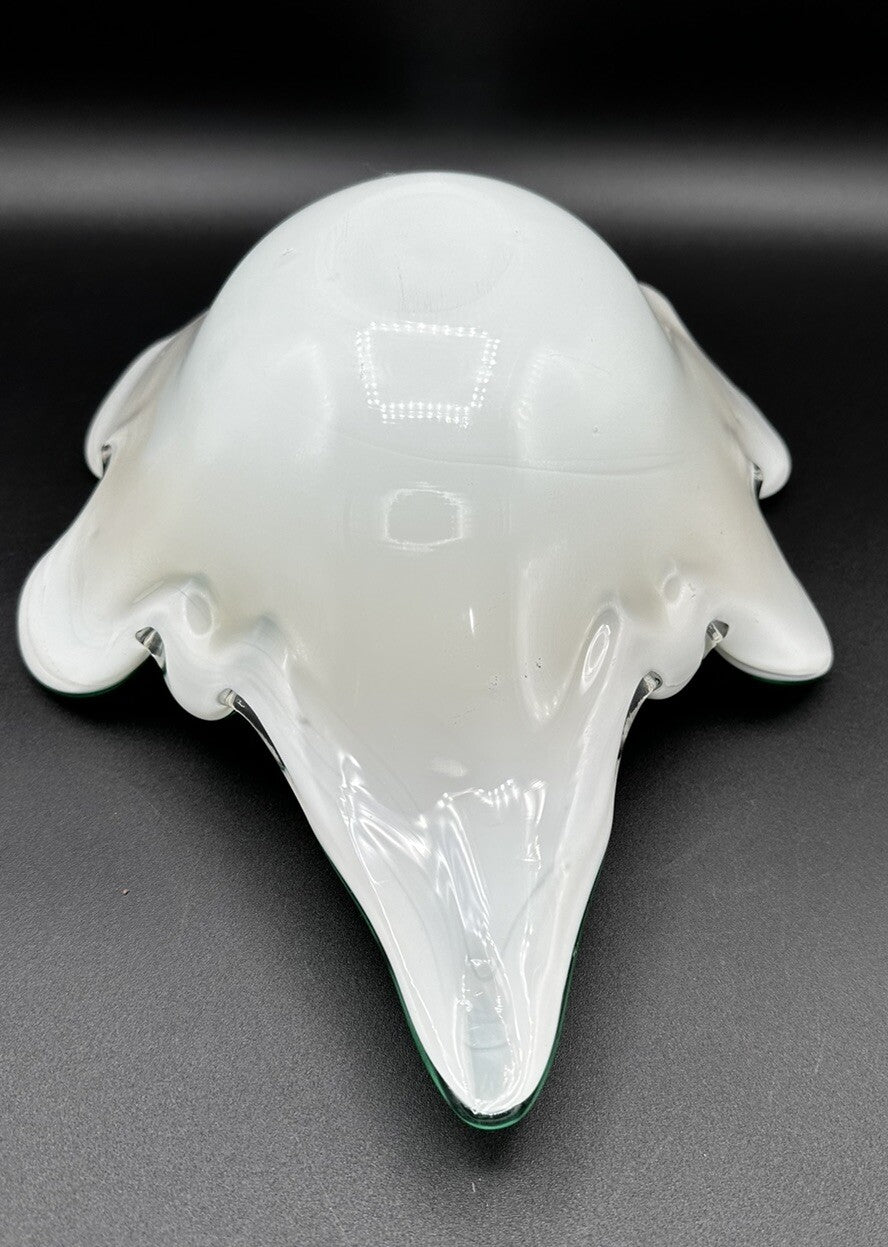 Bowl Mid-Century Green White Murano Art Glass Centerpiece Fruit Bowl Vintage