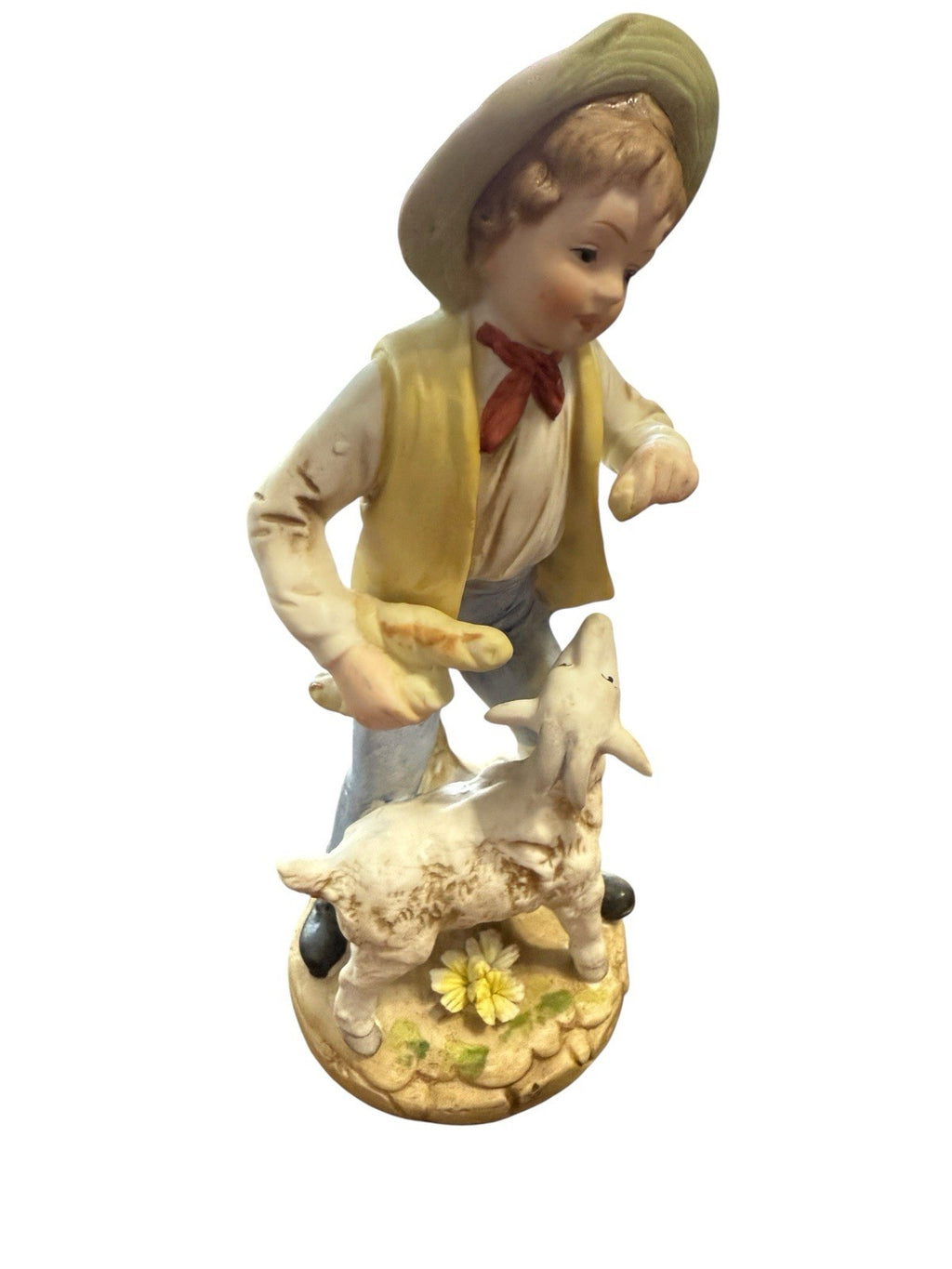 Boy With Lamb Figurine 8” Lenwile China Ardalt Japan Hand Painted Vintage