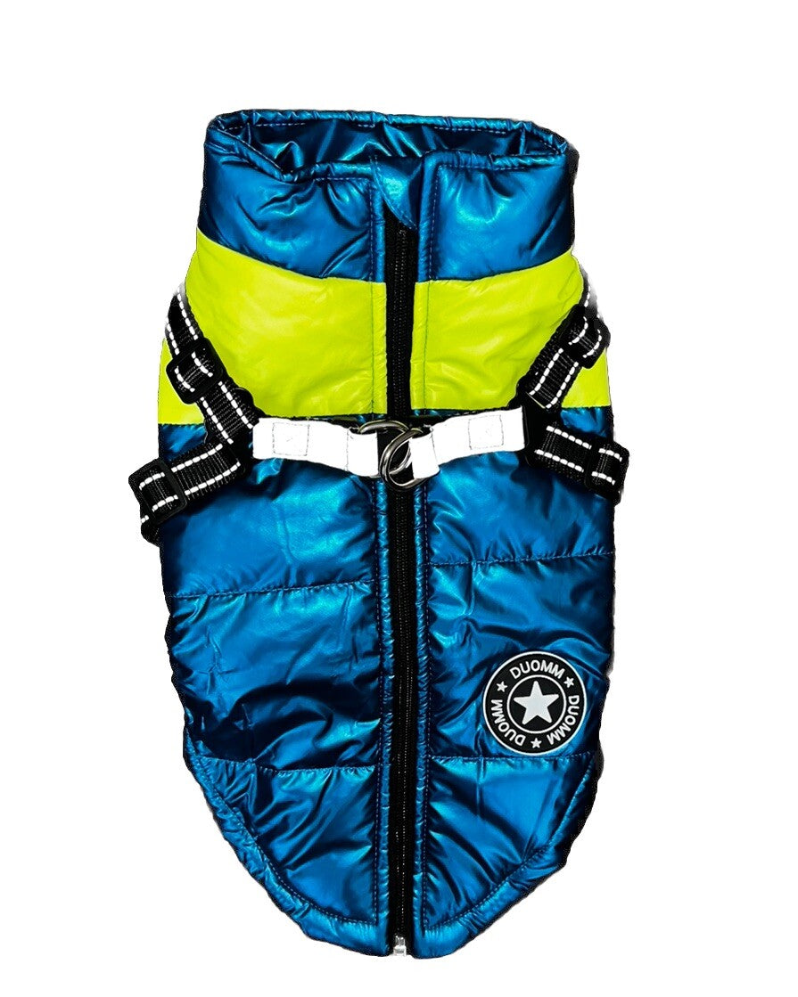 Dog Coat with Harness Winter Padded Clothes Size L Waterproof Reflective New