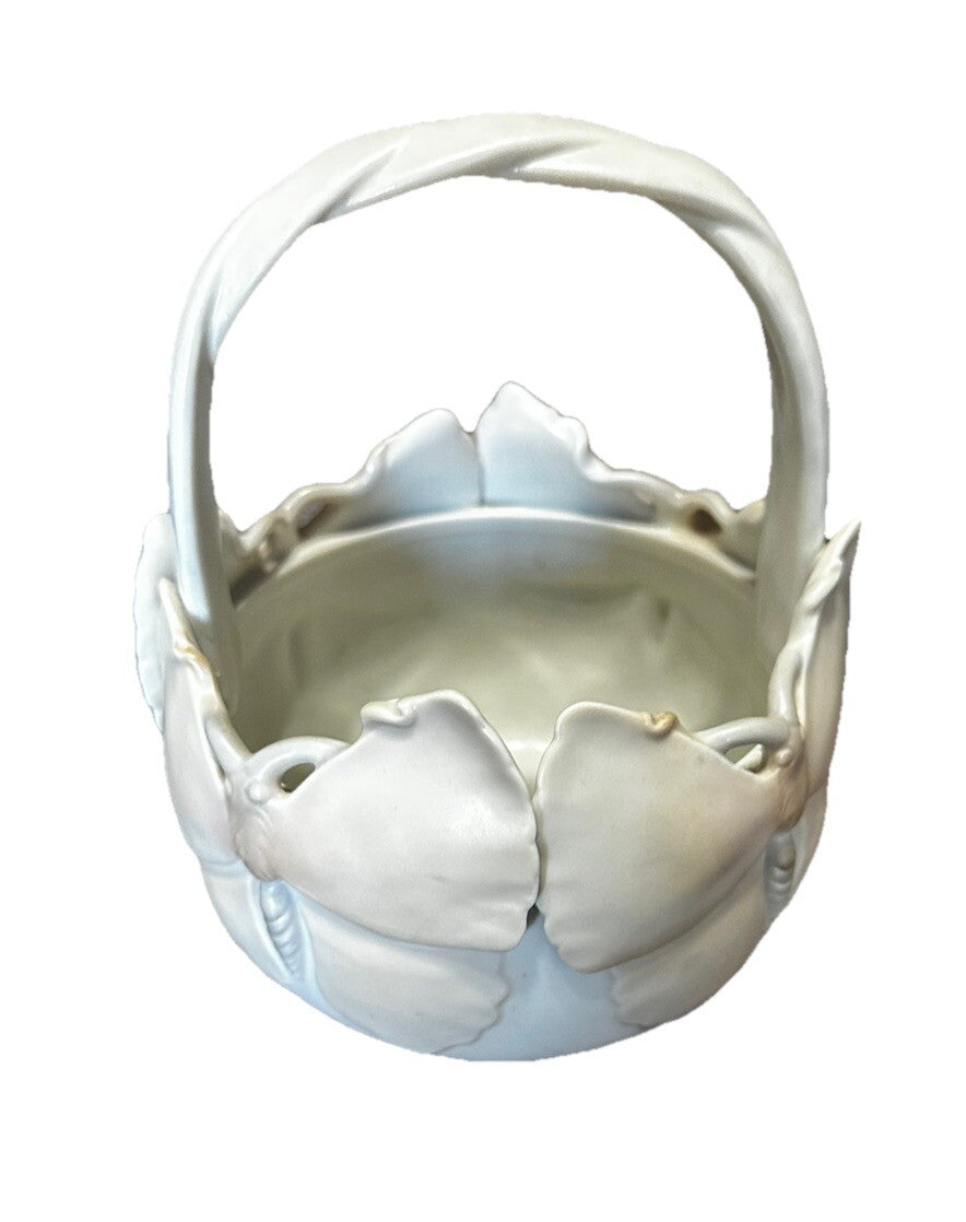 Bowl Butterfly Basket 1982 Fitz Floyd Art Nouveau Matte Ivory Porcelain Vintage