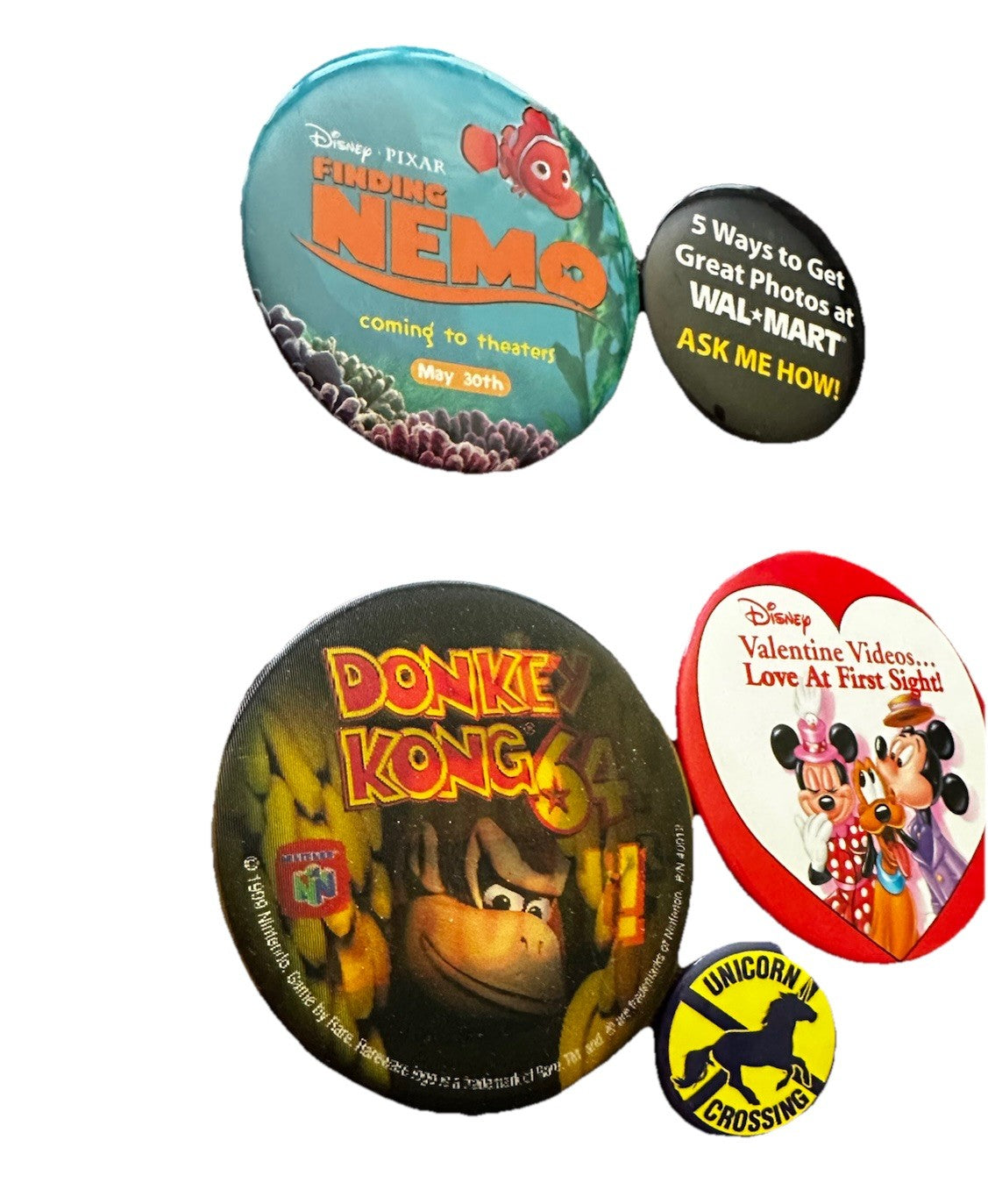 Buttons Of Disney Pinback Home Video Announcements. Preowned (52)