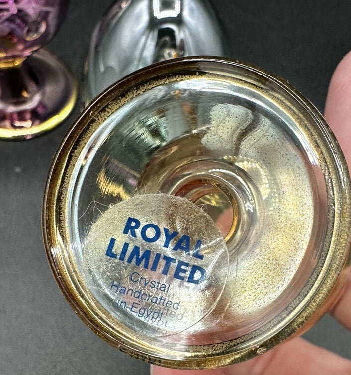 Eggs (3) Green, Gold, Purple Egypt Handcrafted Royal Limited Crystal Etched