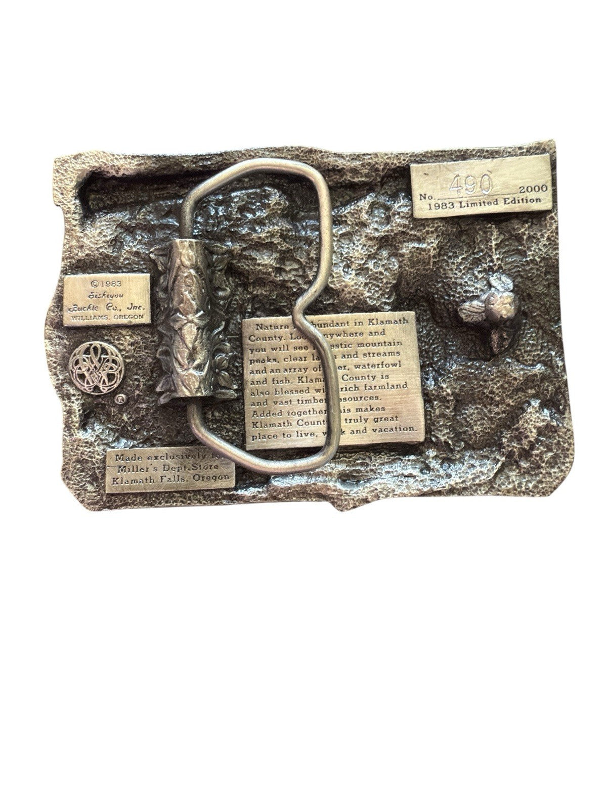 Belt Buckle Siskiyou Buckle 1983 Bergamot Brass Works Klamath County Deer New