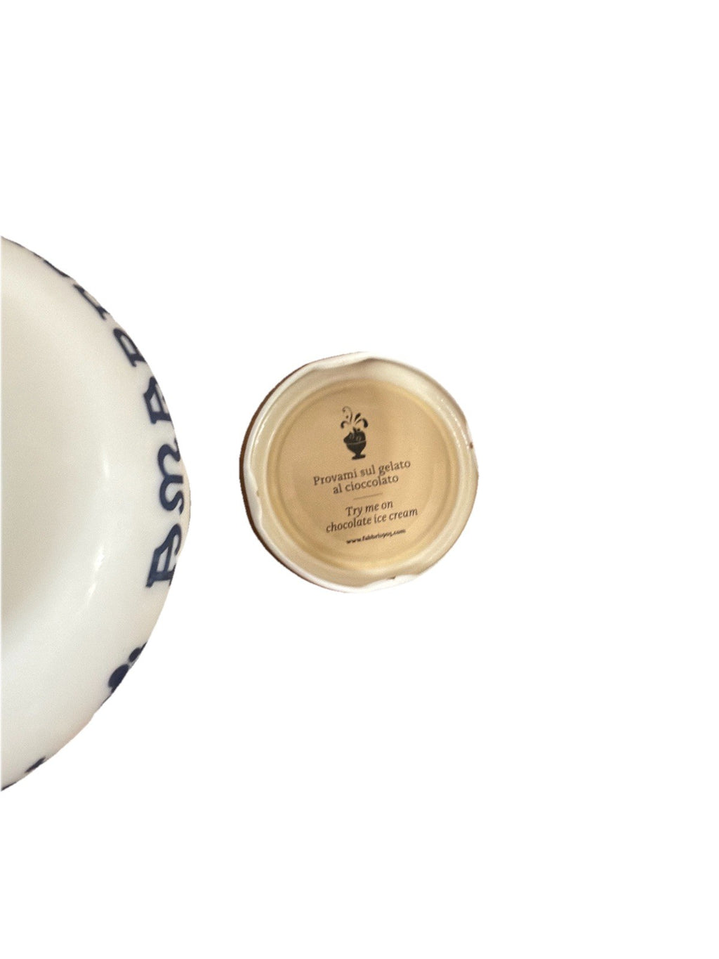 Amarena Fabbri Milk Glass Jar "Empty" Cherries Blue White Floral 5.25" H Italy