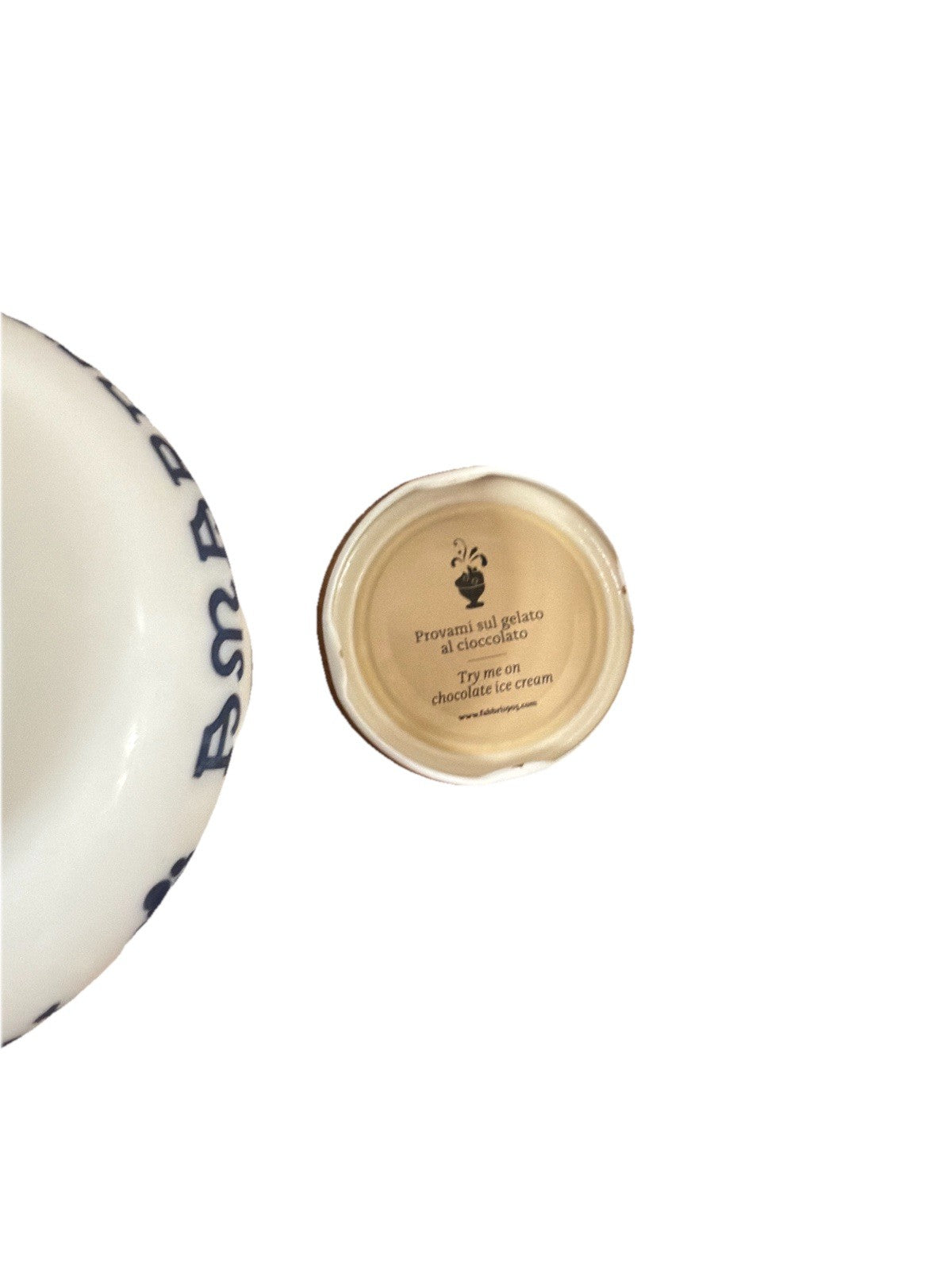 Amarena Fabbri Milk Glass Jar "Empty" Cherries Blue White Floral 5.25" H Italy