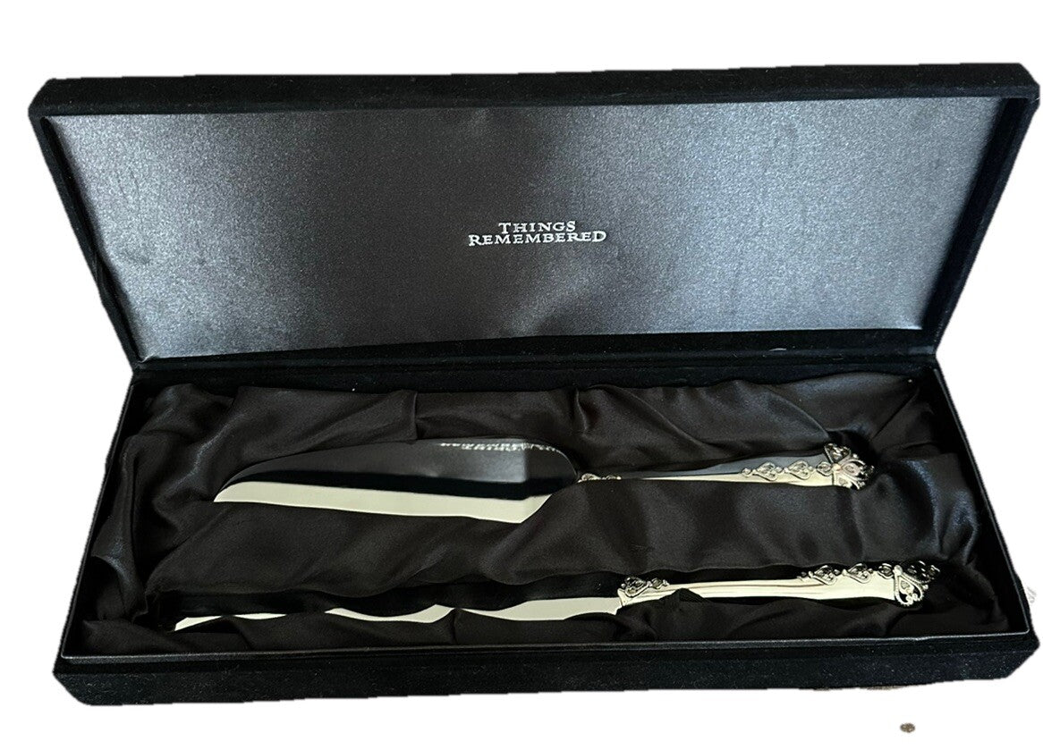 Cake Knife Serving Set Things Remembered Decorative Stainless Steel Wedding