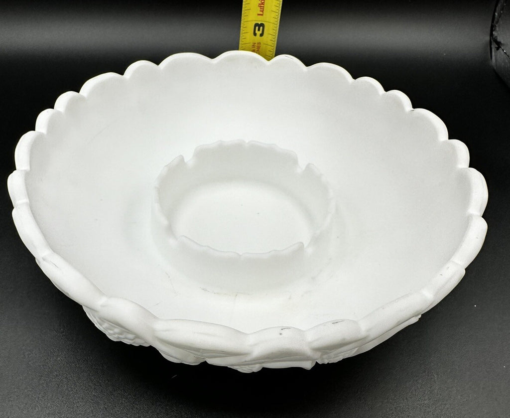 Ashtray, Trinket Dish,  8.5" Fenton Satin White Water Lily Vintage