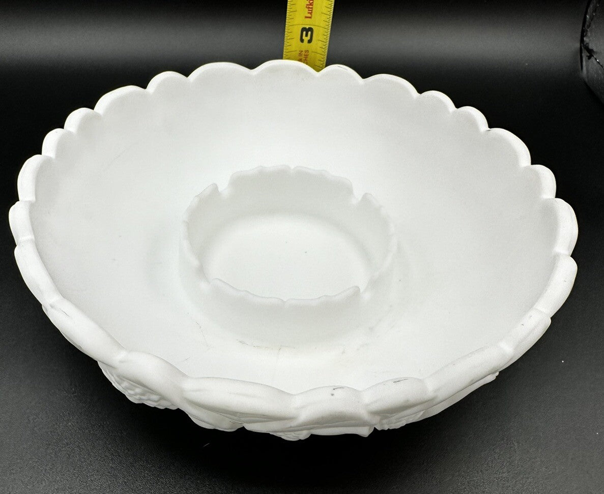 Ashtray, Trinket Dish,  8.5" Fenton Satin White Water Lily Vintage