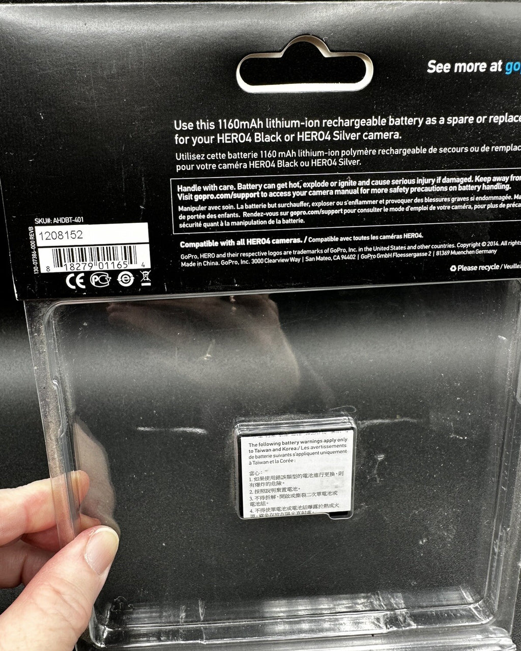 Battery GoPro Official Rechargeable for HERO4 Black, Silver AHDBT-401 New