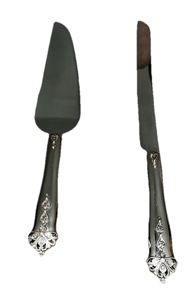 Cake Knife Serving Set Things Remembered Decorative Stainless Steel Wedding