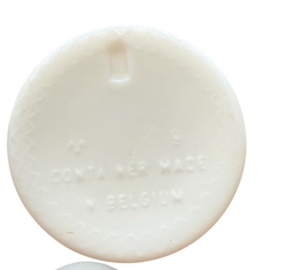 Apothecary Jar Red/White Pattern Set Of 2 Milk Glass Bubble Top Belgian Vintage