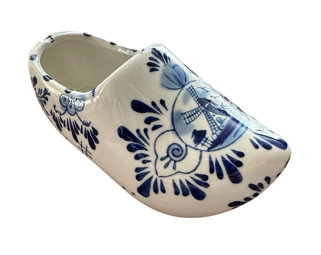 Ashtray Hand Painted 6” Blue And White Windmill Delft Pottery Shoe Planter, Vtg