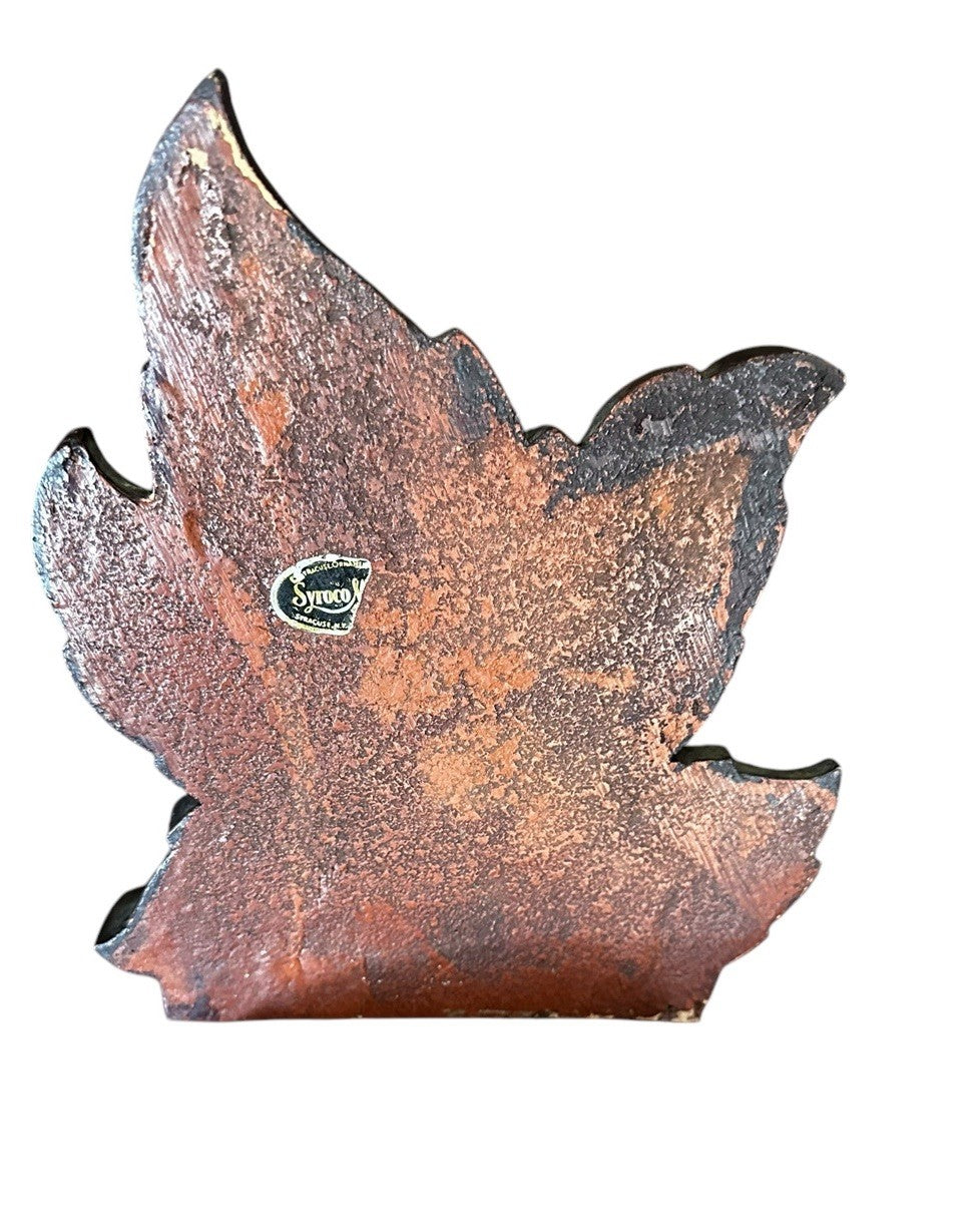 Bookends Gatco Brown Wood Tree Leaves Set Of 2  6.75” x 5.75” Vintage