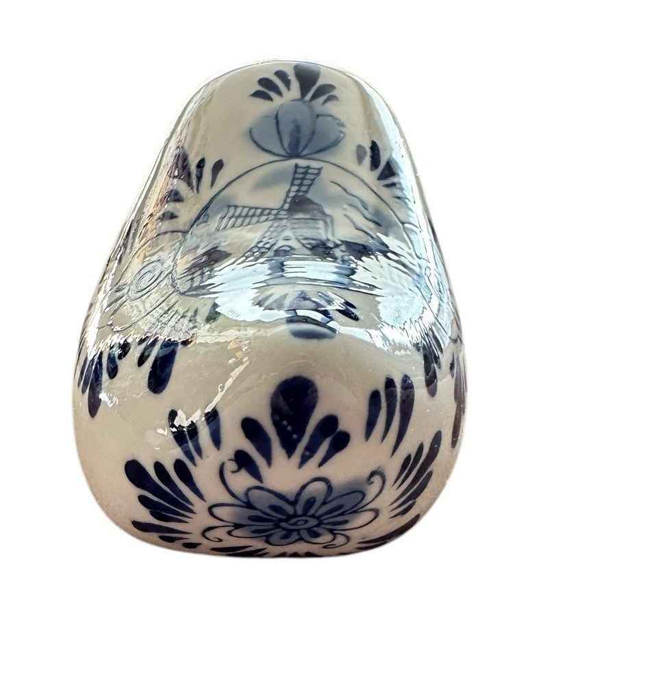 Ashtray Hand Painted 6” Blue And White Windmill Delft Pottery Shoe Planter, Vtg