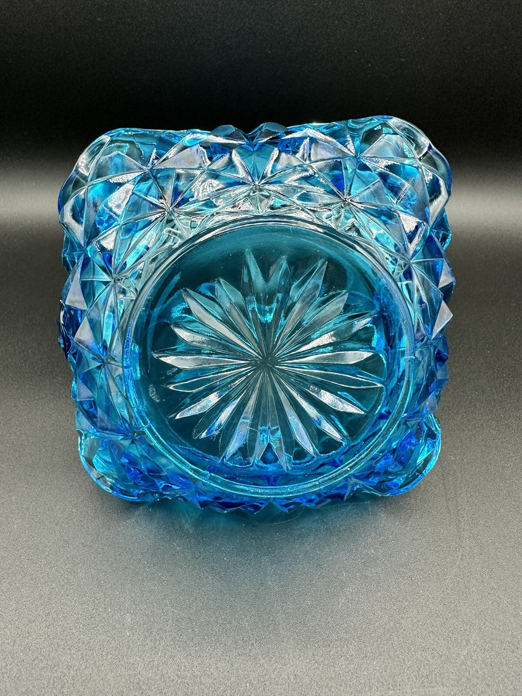 Basket Blue With Handle 7" Indiana Glass Monticello Vintage