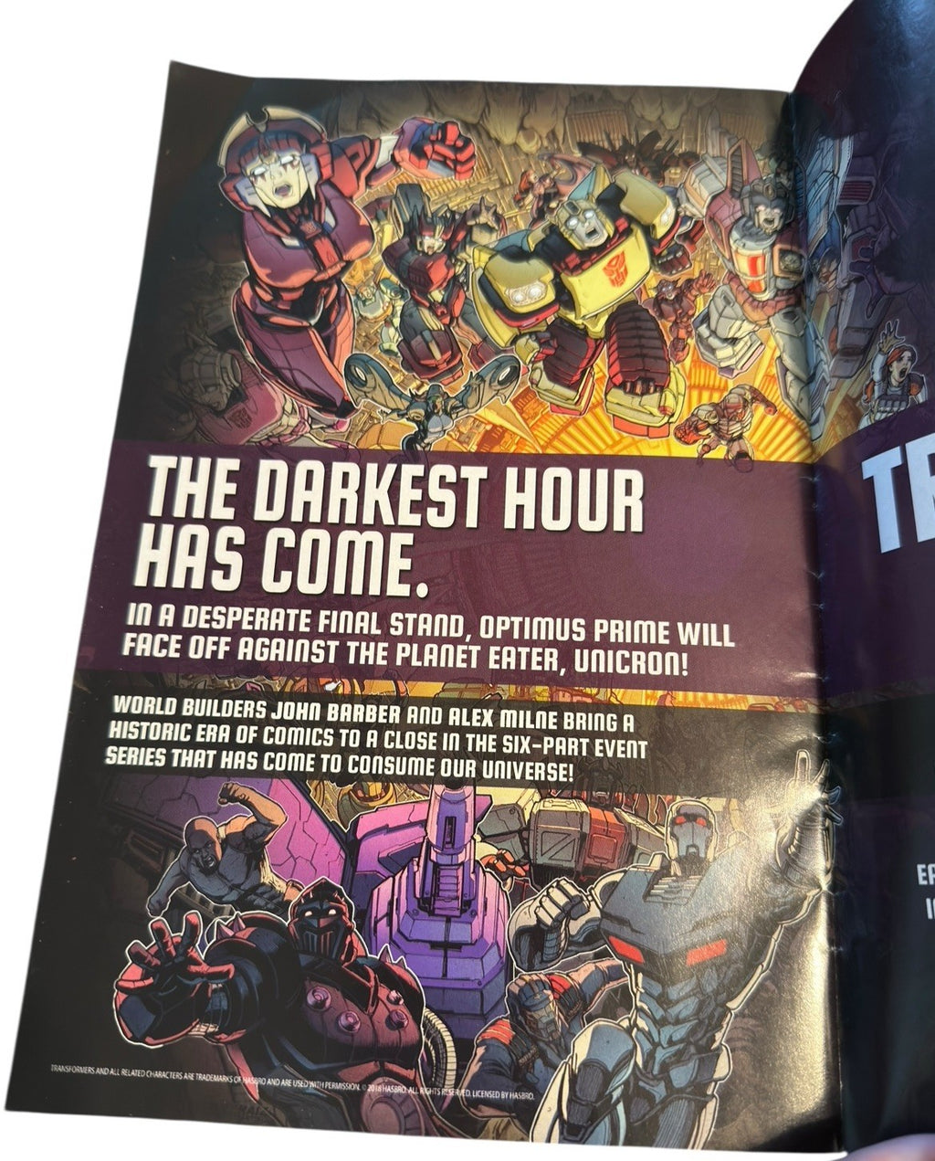 Comic Transformers Unicron No.1 July 2018 First Printing IDW Preowned