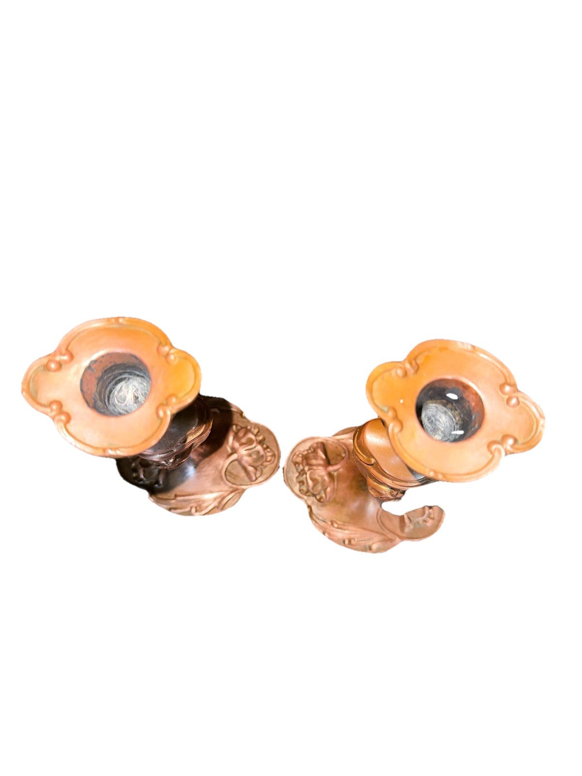 Antique/Vintage Candlestick Floral Motif Heavy Tall Art Nouveau Brass