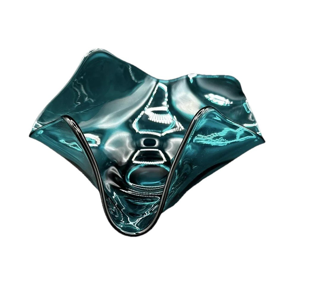 Bowl Blue Art Glass MCM Viking Glass Bluenique Free Form Vintage