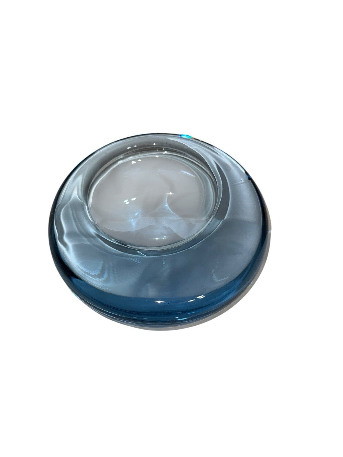 Bowl Per Lütken Holmegaard Art Glass Denmark MCM Blue Oval Signed