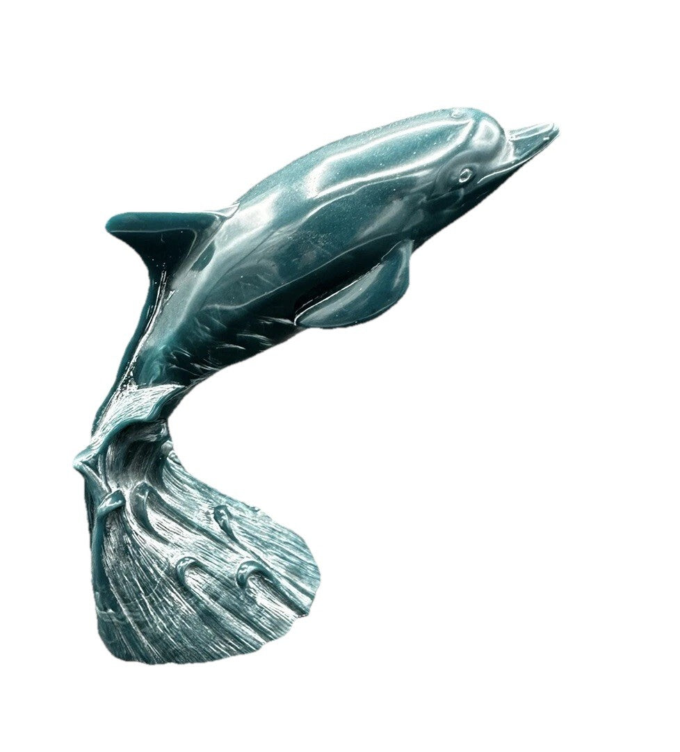 Dolphin Sculpture Cultured G.H. Cook Company Marble Fine Art Sculpture USA