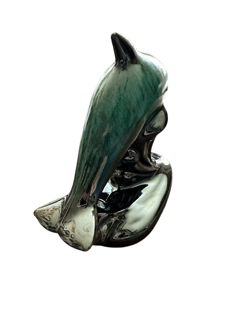 Dolphin Ceramic Statue Busch Gardens 5 1/4” Tall Green Vintage