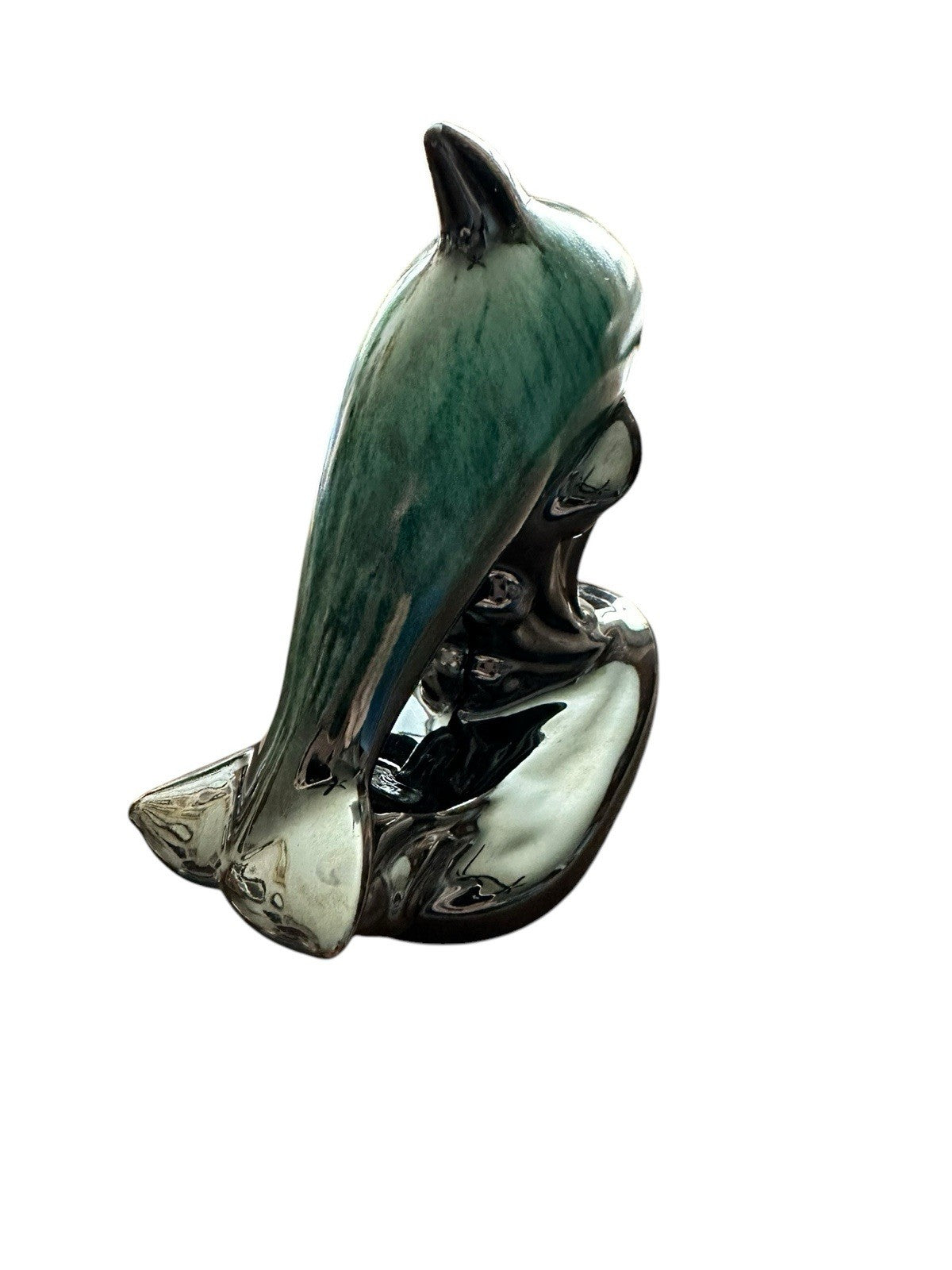 Dolphin Ceramic Statue Busch Gardens 5 1/4” Tall Green Vintage