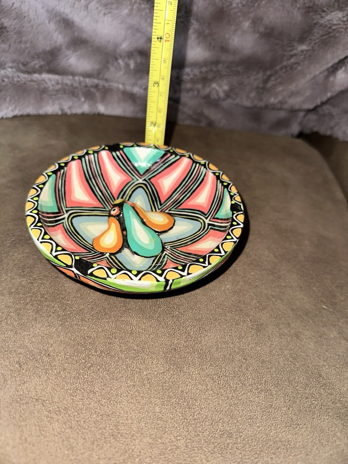 Bowl Fruit 3 Footed Hand Painted Pottery New Vintage