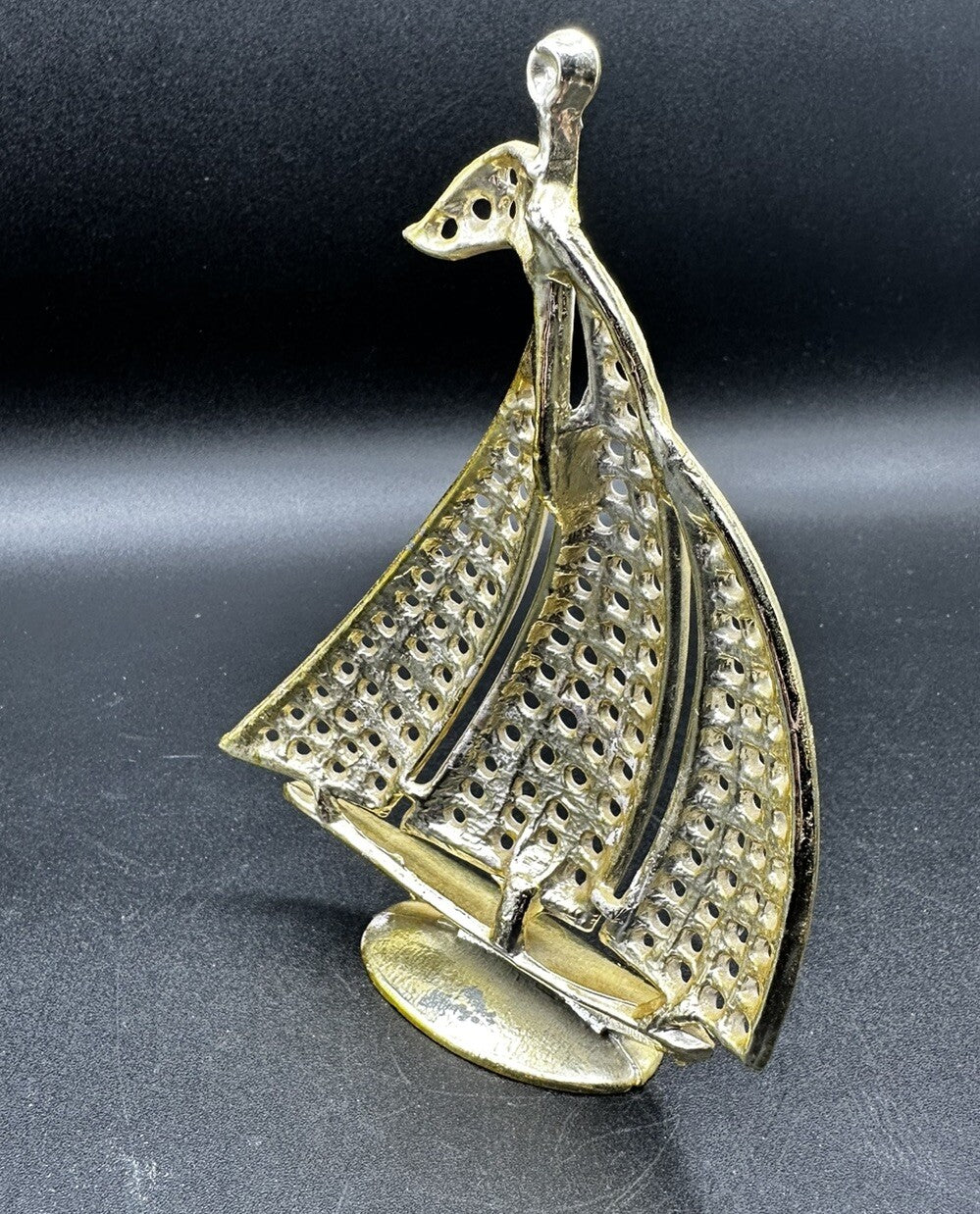 Earring Holder Enameled Sailboat  Torino Vintage