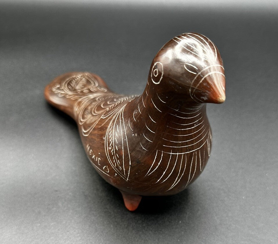 Art Pottery Dove Tonala Monochrome in Brown Mexican Folk