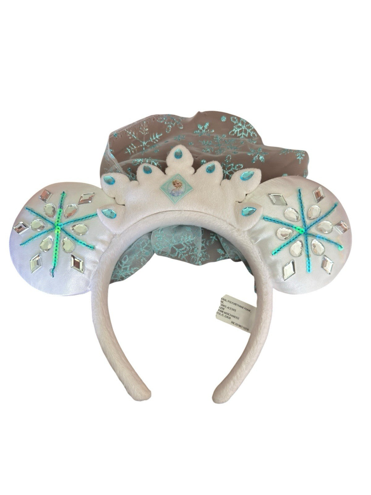 Disney Parks Mickey Mouse Frozen Ears Veiled Headband Crystal Princess Elsa