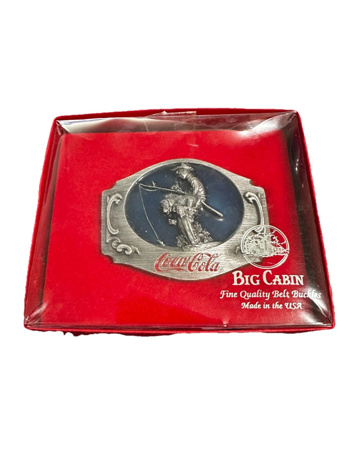 Belt Buckle With Boy Fishing On A Stump With Dog Classic Coca-Cola New Vintage