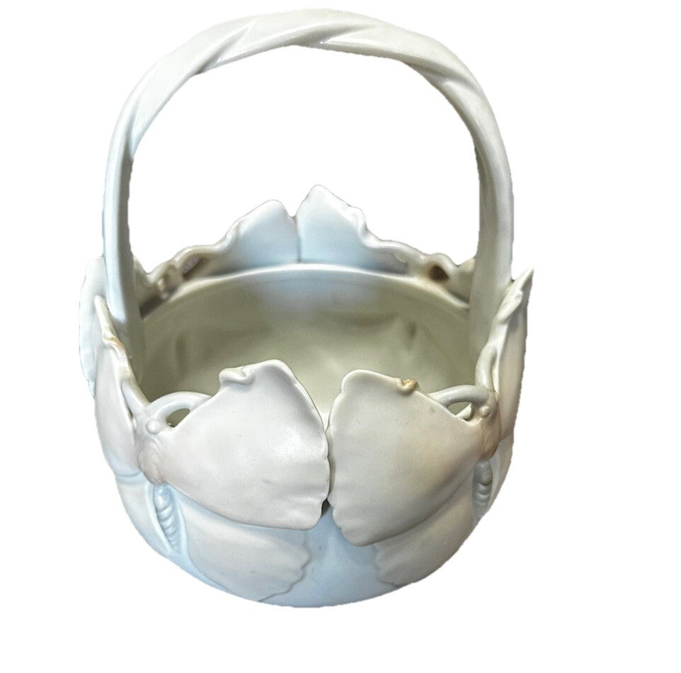 Bowl Butterfly Basket 1982 Fitz Floyd Art Nouveau Matte Ivory Porcelain Vintage