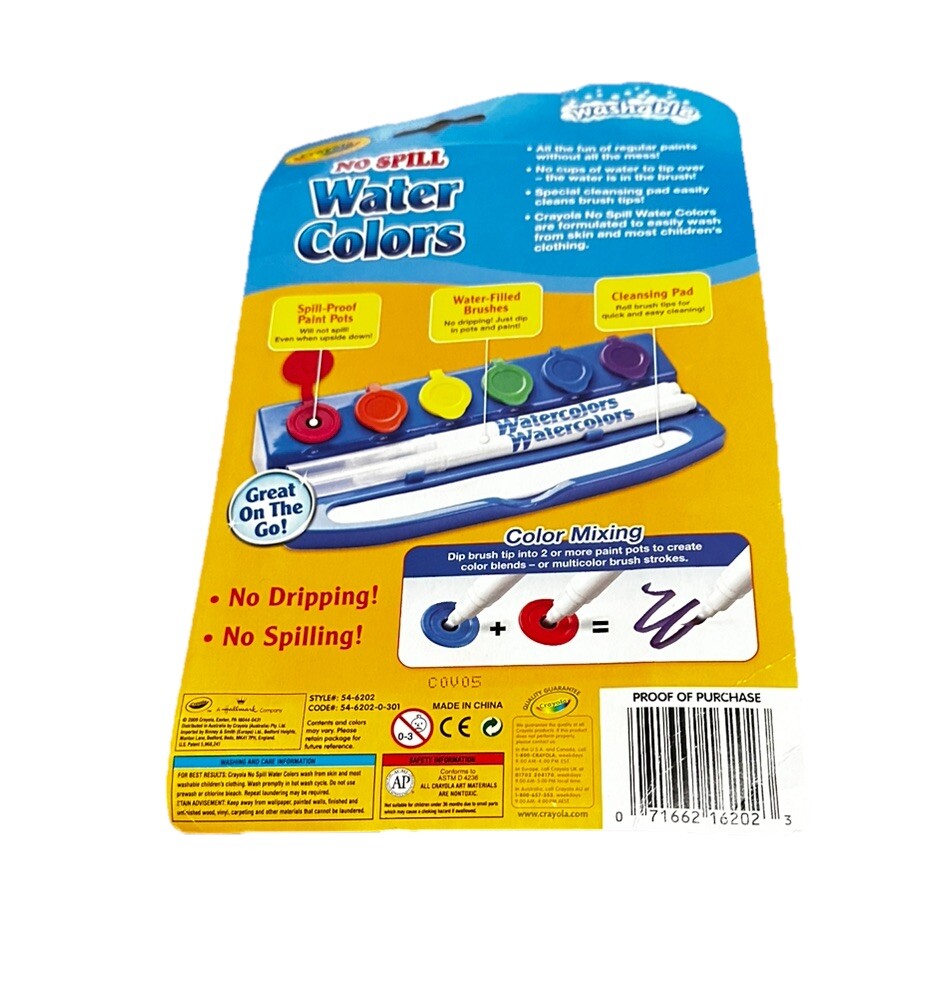 Crayola Paint Pots No Spill Water Colors Washable 2009 Rare New