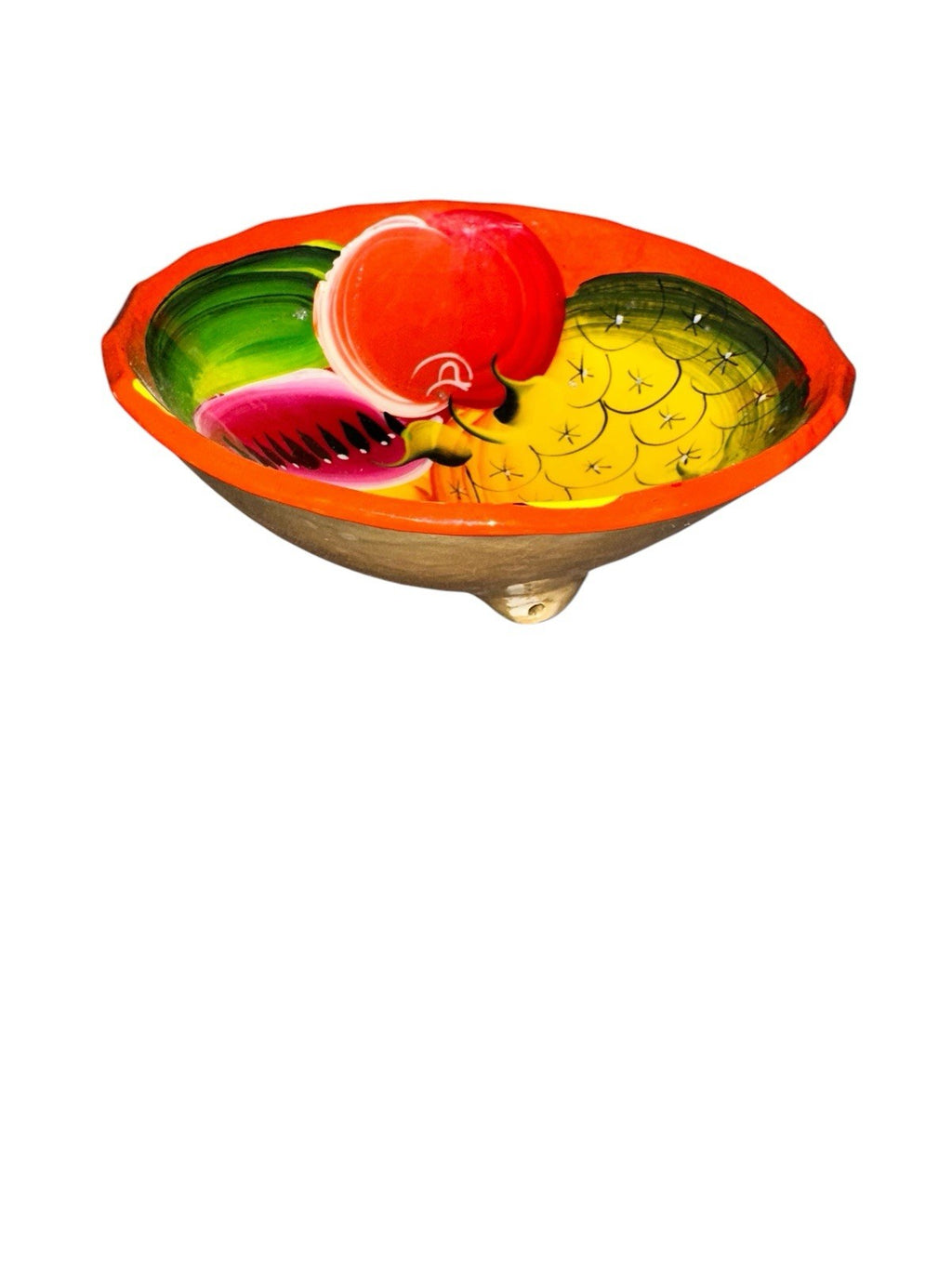 Bowl Fruit 3 Footed Hand Painted Pottery New Vintage