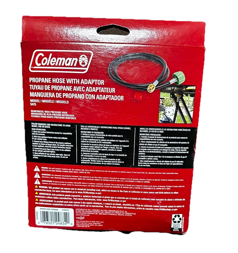 Adapter Propane Reinforced High-Pressure Hose Type 1 Fitting Coleman New
