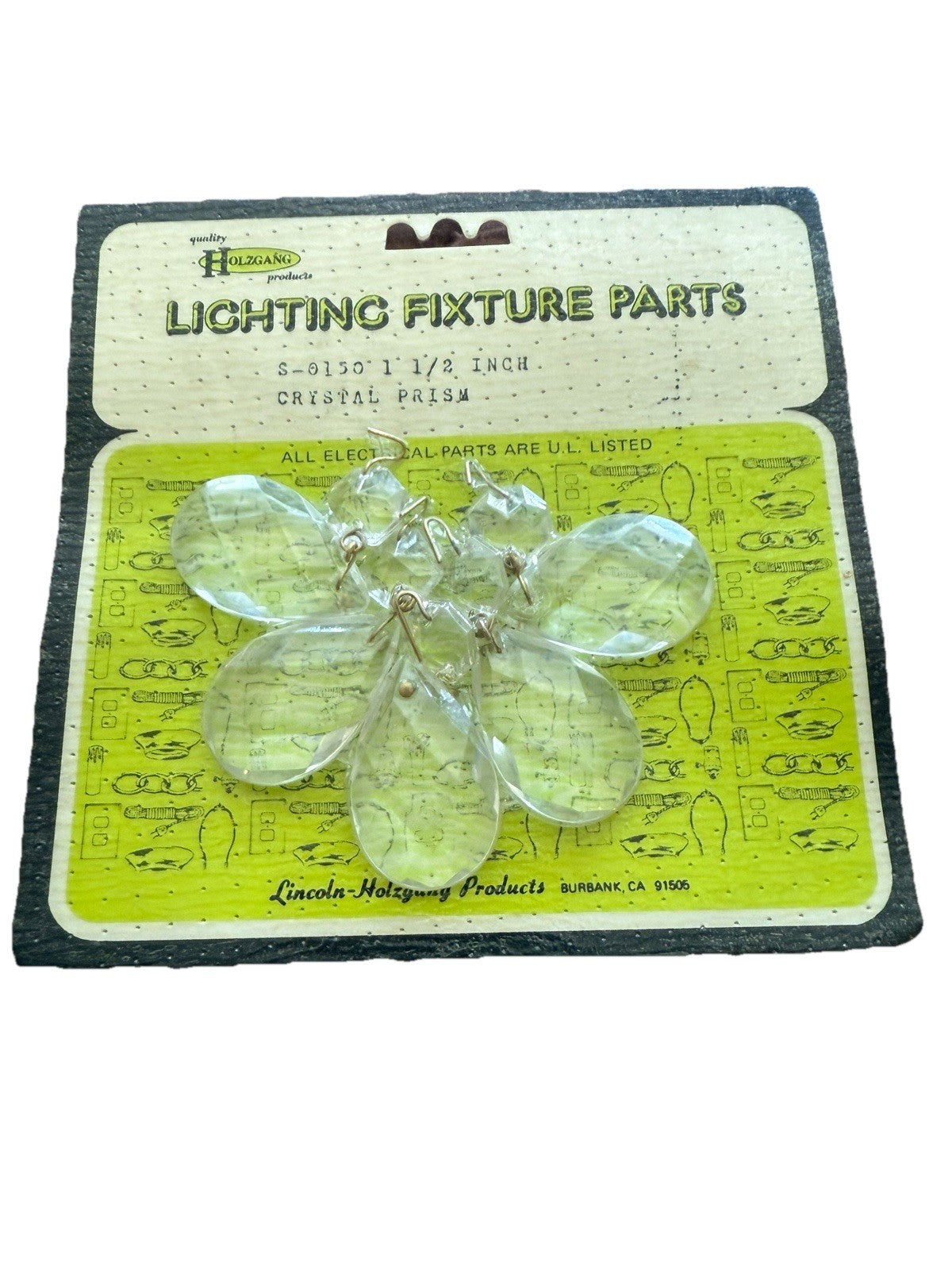 Clear Crystal Prism Lamp Lighting Chandelier Replacement Part 1 1/2" New Vintage